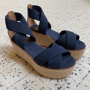 Tory Burch blue platform sandals